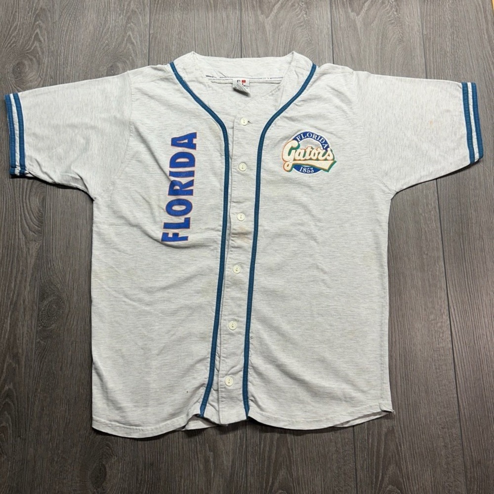Vintage Florida Gators Baseball Jersey Mens Large Heather Grey G.I.L. Cotton